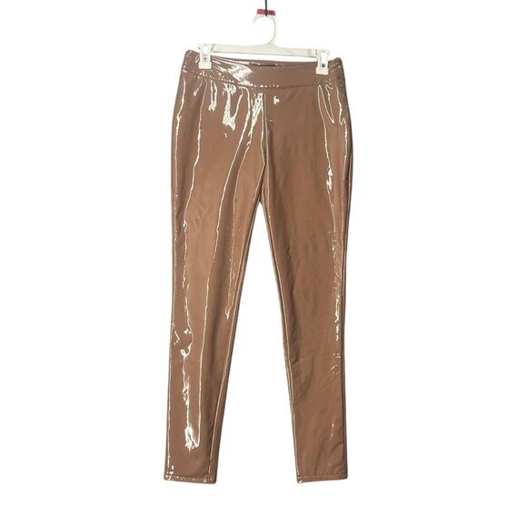 Forever 21 Faux Patent Leather Beige Sz S 
Mid Rise Bodycon Skinny Pants - Picture 2 of 8